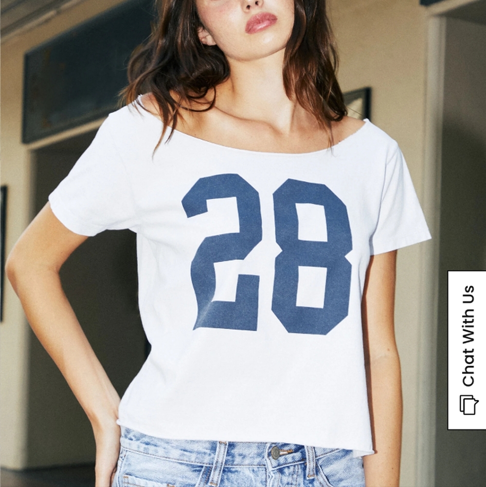 Brandy Melville White Tee with Navy Graphic